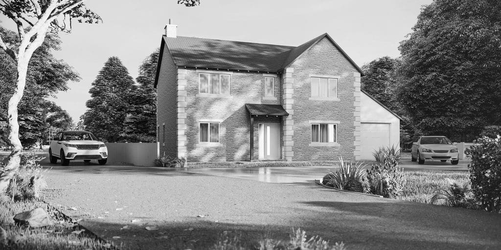 black and white image of house